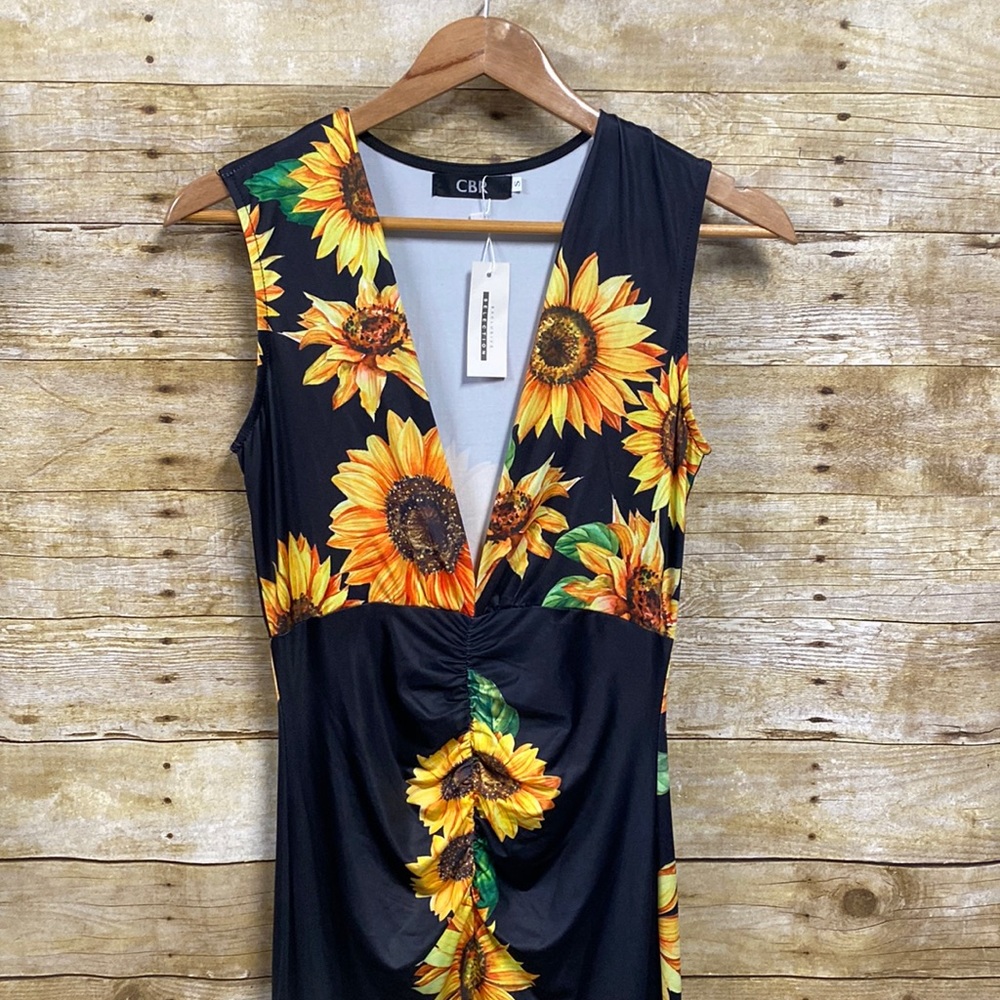 CBR body con dress with sunflowers size small